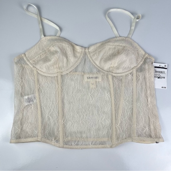 2/$30 Nordstrom Open Edit Cream Ivory Lace Corset Cami Top size Large NWT - Picture 3 of 7